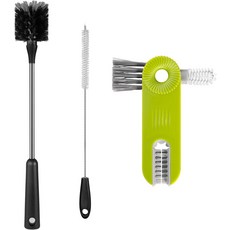 보틀 브러시 3팩 스테인리스 긴 손잡이 젖병 빨대 뚜껑 청소 솔 세척 세트