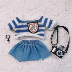 20cm娃衣便宜酷藍髮帶帥毛衣相機男娃棉花娃娃衣服胖胖體可穿, 酷藍髮帶,20cm娃衣, 1個