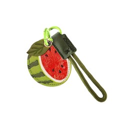 BORKUANA 에어태그와 호환되는 가죽 키체인 홀더 케이스 키링과 랜야드가 있는 귀여운 보호 커버 지갑 열쇠 가방 반려동물용 긁힘 방지 파인더 GPS 트래커 케이스(블, 수박