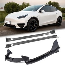 테슬라 모델 Y 20182024용 전면 립 스플리터 측면 스커트 바디 키트 범퍼 스포일러 액세서리 2018 2019 2020 2021 2022 2023 2024 (카본 섬유, 카본 파이버