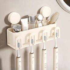붙였다 떼었다 알루미늄 무타공 진공 흡착 칫솔거치대, 4구