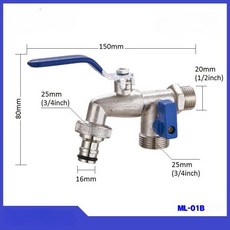 긴손잡이 2 방향 1 볼 밸브 차단 수도꼭지 커넥터 포함 IBC 탱크 새로운 스타일 1/2 인치 X 16mm 3/4 야, ML-01B, 1개