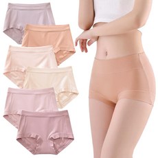 IEDUOS여성 하이웨이스트 편안한 순면 팬티 6종 세트 여자 60수 노라인 부드러운 촉감 신축성좋은 팬티 세트