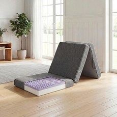 MABOZOO 3단 접이식 메모리 폼 매트리스 10.2cm(4인치) 휴대용 바닥 매트리스 세탁 가능한 커버 캠핑 RV 여행 및 손님용 접이식 바닥 침대