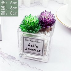 台灣熱賣ins風仿真多肉盆栽，仙人掌綠植客廳擺件，小盆栽裝飾品綠植假花桌面擺設，輕鬆打造清新居家風格, 同心蓮+ins小方玻, 1個