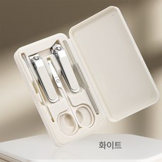 리브온 휴대용 손톱깎이 세트 5종 미니 네일케어 키트 여행용 위생 케이스 포함, 1세트, 화이트