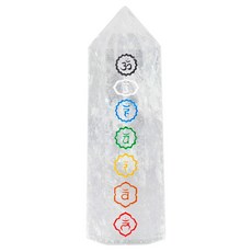 Rockcloud Rock Quartz with 7 차크라 Rockcloud Rock Quartz with 7 Chakra Symbol Healing Crystal Point F