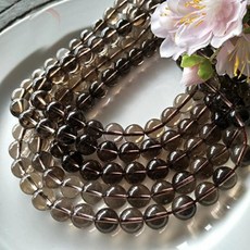 천연 원석 클리어 브라운 컬러 루즈 비즈 라운드 매끄럽고 투명한 쿼츠 주얼리 초커 목걸이 팔찌 귀걸이 제작 액세서리 1가닥 15.5인치 4mm 투명 164509, 브라운 투명