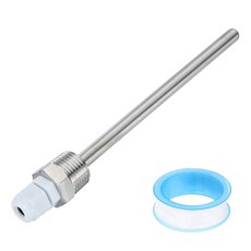 MECCANIXITY G1/2 써모웰 웰드리스 201 스테인리스 스틸 8mm 다이아 온도 센서 써모웰 50mm 케이블 글랜드 및 가정용 양조 맥주 발효기 테이프 화이트, 200mm