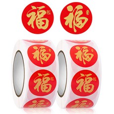 티큐 금전 재물 풍수 선물 포장 데코 행운의 복 롤 스티커 2롤 세트 E339S