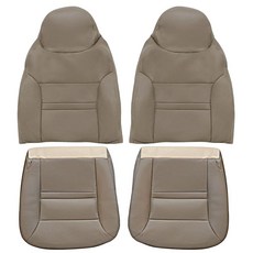 GXARTS 운전석 및 조수석 바닥 및 상단 린 백 가죽 시트 커버 탠 핏 포드 익스커션 리미티드 XLT 2000 2001 전용, GXARTS 운전석 및 조수석 바닥 및 상단 린 백 가