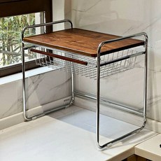 공간활용 끝판왕 레인지대 밥솥 이중오븐 전자레인지 다용도 테이블 선반, 흰색 조미료 랙