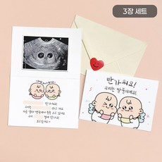로나파티 임밍아웃 카드 아기 임신 남편 양띠 부모님 서프라이즈 이벤트, 아기 쌍둥이 임밍아웃 카드 3장 세트, 1개 아기 쌍둥이 임밍아웃 카드 3장 세트, 1개