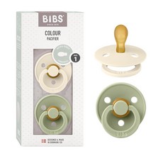 BIBS 젖꼭지 0-6개월 | 대칭 젖꼭지가 있는 2가지 색상 세트 BPA 프리 천연 고무 덴마크산 아이보리/세이지, BIBS 젖꼭지 0-6개월 대칭 젖꼭지가 있는 2가지