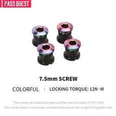 티타늄 합금 싱글 스피드 더블 스피드 플레이트 나사 산악 자전거 MTB 도로 자전거 부품 크랭크 세트용 4, 05 4pcs 7.5mm Color