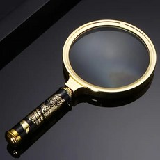 COVERONE 금장 용손잡이 노인 휴대용 고배율 원형 확대경 돋보기, 1개, 용손잡이 10배율 1개, 용손잡이 10배율