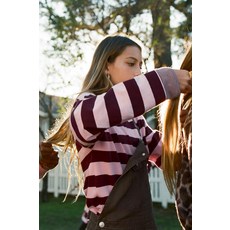 [국내배송] 자라 ZARA 하트 자수 스트라이프 티셔츠 - 로즈핑크 937861