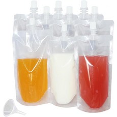 30개의 음료 파우치 액체 주스 마실 때 깔때기가 달린 재사용 플라스틱 플라스크 여행 캠핑용 스탠드업 봉지 야외 스포츠 콘서트 누수 방지 식품 등급