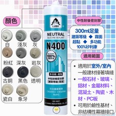 樹牌矽利康 透明/灰色 填縫劑 防水 防霉 耐候性佳, 1個, 耐候型N400-透明