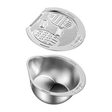 올인원 멀티 슬라이스볼 야채 채칼 슬라이서 커터 스텐 강판 쌀 세척 다용도 믹싱볼 세트, 1세트, 실버