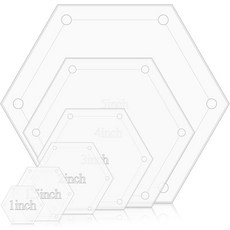 엘리베이트테크 육각형 템플릿 퀼팅 1인치 1.5인치 2인치 3인치 4인치 5인치 투명 미끄럼 방지 아크릴 퀼트 패턴 재단용 재봉 용품 도구