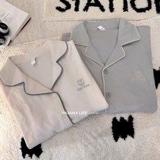 韓版簡約純色睡衣男女春秋季新款高級感雙口袋長袖長褲情侶家居服