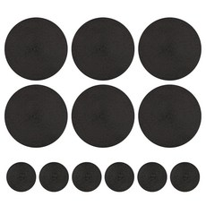12 라운드 땋은 테이블 세트 플레이스매트 매트 내열성 있는 주방 방지 미끄럼, 1 set, bla set