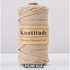 3.0mm 100 yard 꼰사 마크라메 콘사 컬러로프 마크라메 실 재료, 91m, BEIGE, 1개