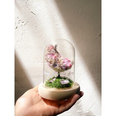 永生花夜燈 月亮燈 永生月亮 永生花玻璃罩 永生花擺設，浪漫溫馨，持久綻放，居家裝飾首選, 藍色