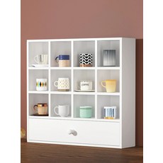 머그잔 장식장 진열장 컵 커피잔 체크 인테리어 찬장 길이 45x높이 45cm 웜화이트 [서랍형], 길이 45x높이 45cm 내추럴우드 [체크형]
