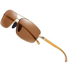 LEIMI 남성용 편광 선글라스 남성용 운전용 직사각형 스포츠 러닝 낚시 선글라스 여성용 UV400 보호 브라운, Gold Frame Brown Lens