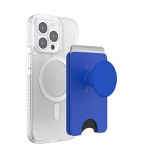 PopSockets 접착식 휴대폰 지갑 및 카드 홀더 그립 포함 화이트 - 화이트 블랙, MagSafe, Cobalt