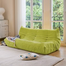 고탄성 스펀지로 만든 직물 소파쇼파 애벌레 소파 거실 소파, 3인용 좌석 Three-seater, Green
