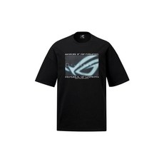 ASUS ROG Cosmic Wave 티셔츠 (레귤러 핏 크루넥 반사 마감 반팔 게이머 공화국의 프리미엄 디자인 Esports 게이밍 의류 블랙)