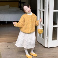 女童毛衣開衫 加厚秋冬新款韓版女寶寶洋氣夾花單排扣針織外套 90-140碼