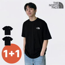 [매장AS가능] 노스페이스 반팔티 티셔츠 1+1 남녀공용 검정 기본 코튼 티