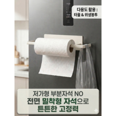[솔리드픽] 밀착고정 강력 자석 냉장고 다용도 키친타올 걸이, 1개, 화이트