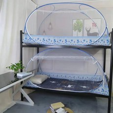 학생 침대 하단 이층 모기장 접이식 유리 섬유 프레임 실내외 겸용, C. 파란색의 신선한 모기 방지 천으로 암호화된 대형