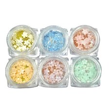 Mirhua 네일 파츠 네일 디자인 3D 입체 꽃 액세서리 레진 네일 아트 수제 세트 네일 파츠 꽃 (6개입 6색 꽃)