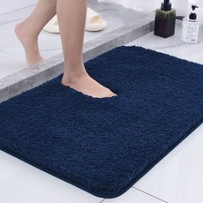 흡수성 욕실 발매트 현관 매트 맞춤제작, 50x80cm 2팩, 1개, 네이비블루 3cm 털