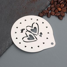 커피아트 라떼아트틀 스텐실 커피용품 모양내기 케이크, 1개, 23. 더블 하트
