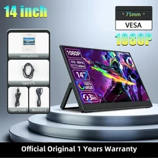 휴대용 모니터 게이밍 컴퓨터 디스플레이 듀얼 스위치 엑스박스 원 폰 노트북용 15.6 11.6 14 PS4/5 TUHUI USB-C HDMI USB PC, 14 inch 1080P, 본품 1세트, 상세설명참조