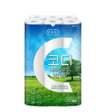 쌍용C&B 코디 코디 내추럴순수 3겹데코 화장지, 1개, 30롤