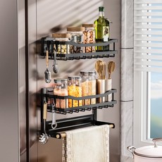 자성 거치대 접을 수 있는 냉장고 수납대 세탁기 거치대, 1개, 블랙