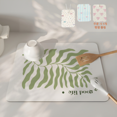 규조토 주방 발매트 모던 인테리어 현관 거실 화장실 욕실 물흡수 미끄럼방지 발판 매트, 1개, 딥그린