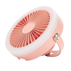 多功能LED檯燈風扇：三檔風速、USB充電、便攜桌面風扇, 粉色 帶遙控, 露營風扇燈
