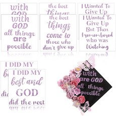 MotiMind 8피스 2026 글리터 졸업 캡 토퍼 스티커 졸업식 캡 장식 글리터 스티커 DIY 키트 자체 접착 문구 졸업생 토퍼 DIY 졸업 선물종교 퍼플 419520, MotiMind 8피스 글리터 졸업 캡 토퍼 스티커 2