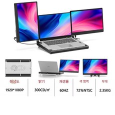 랩토모 노트북 멀티 모니터 듀얼 보조 트리플 포터블 휴대용, E. 14.0인치 듀얼 F3 알루미늄