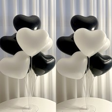 파티몬 하트 풍선 화이트 블랙 스탠드 용품 생일 파티 브라이덜 샤워 소품, 1개, 7개거 치스탠드 2P+고무하트풍선블랙 8P+화이트 8P