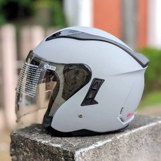 GP-5 223 馬卡龍安全帽 抗UV雙鏡片開放式內墨鏡機車安全帽, 消光水泥灰